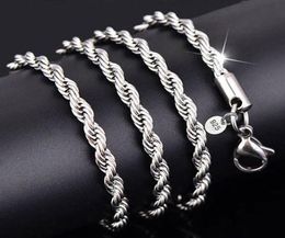 YHAMNI 100 Original 925 Silver Necklace Women Men Gift Jewelry 3mm 1618202224262830 inch Rope Chain Necklace YN896484077