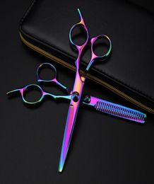 Hair Scissors Professional Japan Steel 6 039039 Colours Cutting Set Haircut Thinning Barber Haircutting Shears Hairdressing6754362