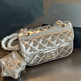 24 C Star Bag Stylish Womens Shoulder Bag 20cm Patent Leather Diamond Cheque Gold Hardware Metal Buckle Luxury Handbag Matelasse Chain Crossbody Bag Makeup Bags Purse