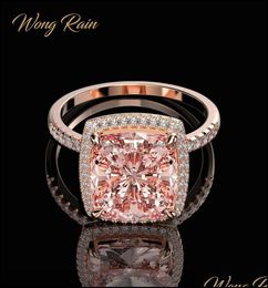 Solitaire Ring Rings Jewelry Wong Rain Luxury 100 925 Sterling Sier Created Moissanite Morganite Gemstone Wedding Engagement Fine6019854