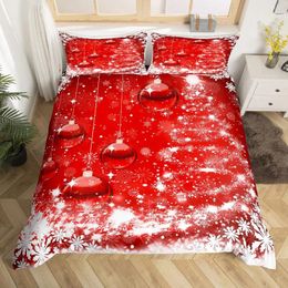 Bedding Sets Merry Christmas Duvet Cover Set Red Xmas Bells 3pcs Fantasy Snow Tree Comforter Year Festival Quilt