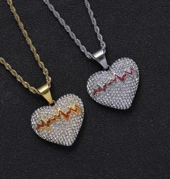 hip hop heartshaped pendant necklaces for men women luxury designer mens diamond gold chain necklace jewelry love gift6603227