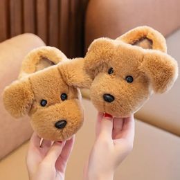 2024 Winter Dogs Kids Slippers Toddler Baby Slippers Home Shoes Children Plush Warm CartoonLittle Kids Cute Cotton House Shoes 231226