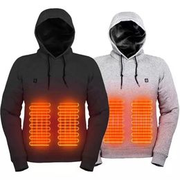 Winter men USB Heated jacket hoodies Fashion Long Sleeve Casual Coat Women Sweatshirt With Hood Oversized Heated Clothes 231226
