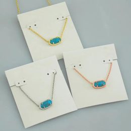 Necklaces Pink Pendant Necklaces Necklace Golden thread turquoise Real 18K Gold Plated Dangles Glitter Jewelries Letter Gift With free dust