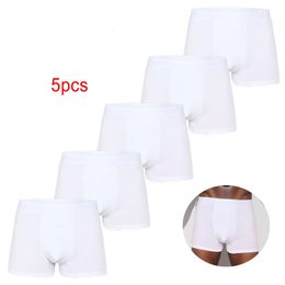 5pcs Pack White Men Panties Cotton Underwear Male Brand Boxer And Underpants For Homme Luxury Set Shorts Box Slip Kit 231225