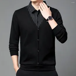 Men's Sweaters Men Sweater Stylish Fall Winter Sleeveless Cardigan With Lapel Single-breasted Design Solid Colour Striped Plus