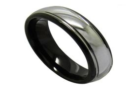 Vintage 6mm Width Black Rings for Men Tungsten Wedding Band Dome Band High Polished Silver Color Outside 61316965719