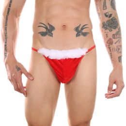 Sexy Men Christmas Lingerie Bikini Thong G-String T Back Underwear Crotchless Panties Novelty Erotic Lingerie Flirting Clothing 231226