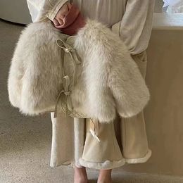 Kids Boutique Clothing Autumn Coat Simple Fresh Princess Solid Colour Bowknot England Loose Elegant All-match Warm 231225