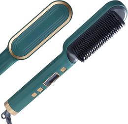 Straighteners Hair Straightener Brush LCD Hot Comb Wet And Dry Straightening Comb Tourmaline Ceramic Quick Heating Curler And Straightening