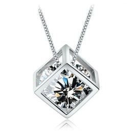 925 sterling silver items jewelry wedding necklaces vintage crystal jewelry square cube diamond pendant statement necklaces257e9987901