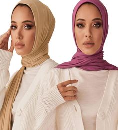 Scarves Whole Muslim Stretch Jersey Scarf Shawls Hijab Cotton Women Long Fashion Turban Wraps 17060cm 20pcslot5822583