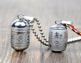 Stainless Om Mani Padme Hum Openable Pendant Locket Prayer Wheel Necklace Women Men Buddhism Party Mantra Ashes Box Urn Bottle Jew4785461