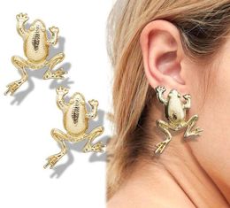 Stud Tribal Fairytale Big Detailed Frog Animal Toad Art Deco Ear Studs Gold Earrings Plug Jewelry Fancy Dress Costume Gothic18953174