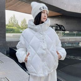 Women's Trench Coats Korean Women Hooded Short Lightweight Down Cotton-padded Jacket Autumn Winter Long Sleeve Female Cotton Parkas Snowwear