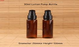 100pcsLot Whole Plastic 30ml Amber Lotion Pump Bottle with Water 1OZ Women Makeup Container Portable Travel Refillablehigh qt7038819