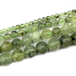 Loose Gemstones Fine Natural Round Gemstone Beads Green Prehnite DIY Women Bracelet Necklac For Jewelry Making Charms 4/6/8/10MM 15''