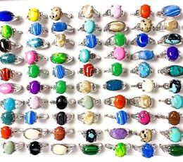 Whole 100pcs Women039s Fashion Rings Hand Inlaid Colourful Stone Beautiful Party Jewellery Gifts Variety of Styles Size 6 to 14652659