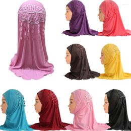 Ethnic Clothing Kids Girls Islamic Muslim Hijab Tassel Scarf Bonnet Shawl Headwear Cap Arab 2-6Y Middle East Turban Headscarf Neck Cover