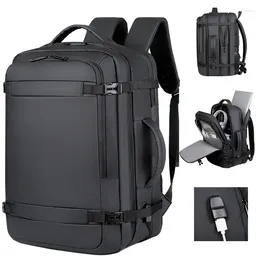 School Bags 40LExpandable USB Travel Backpack Flight Approved Carry On For Airplanes Water Resistant Durable 17-inch Men Bag