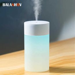 Humidifiers 260ML Mini Humidifier Ultrasonic USB Air Diffuser Purifier Essential Oil LED Light Humidifiers Aroma Anion Car Home Mist MakerL231226