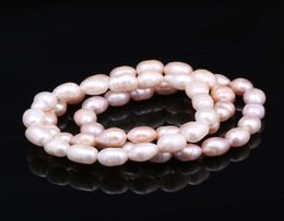 Beaded Strands Fashion 100 Natural Pearl Bracelet Charms Elastic Rope 910mm Real Pearls Classic Jewelry Bracelets Bangle Gifts 6415107