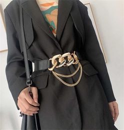 Fashion Elastic Belts For Women Designer Luxury Brand PU Thick Chain Waist Strap Dress Coat Sweater Lady Decorative Waistband 22027429097