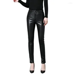 Women's Pants High Quality Genuine Sheepskin Leather Women Real Trousers Female Black Classic Skinny Waist Pencil