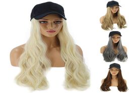 Women Girl Long Curly Wig Synthetic Hairpiece Hair Extension with Baseball Cap Fashionable antiultraviolet sun hat Streetwear8611140