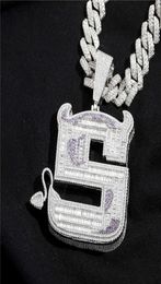 Large Size Iced Out Full Zircon Little Devil Pendant S Letter Hip Hop Pendant Necklace Bling Jewelry Gift7802631