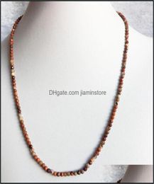 Chains M Faceted Red Blood Brecciated Jasper Necklace Shiny Natural Stone Chain Chocker Beaded Mother Daughter Necklaces9259409