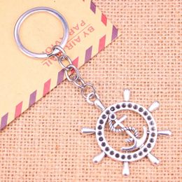 Keychains 20pcs Fashion Keychain 45 49 Mm Rudder Anchor Helm Pendants DIY Men Jewelry Car Key Chain Ring Holder Souvenir For Gift