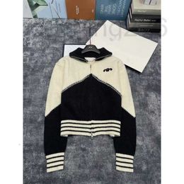 Women's Sweaters Designer 2023 Winter New Contrast Letter Triumphal Arch Nail Diamond Zipper Knitted Coat with Age Reducing and Versatile Top KO6C