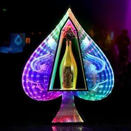 Products New LED Luminous Ace of Spades Glowing Glorifier Display VIP Service Tray Wine Bottle Presenter For Night Club Lounge Bar