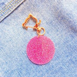 Keychains Acrylic Custom Printed Sparkly Pink Dot Key Chain Gift Round Brand Clear Lovely Holder