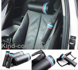 Cushions 2pcs performance power M flag racing auto truck Black racing Carbon Fibre Circular Car Seat Neck Cushion Pillow Headrest