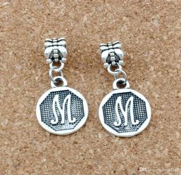 50pcslot Antique silver Initial Alphabet Disc quotMquot Charm Pendants For Jewellery Making Bracelet Necklace DIY Accessories 15431860