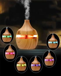 300ml Mini Portable Aromatherapy Essential Oil Diffuser bamboo Humidifier Wood Grain Ultrasonic Cool Mist Diffusers with Changing 1018555