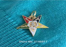 10pcs masonry Enamel Metal Craft Gold Colour Order Of The Eastern Star Lapel Pin Jewel Custom Ma Pendant Charms12162275539373