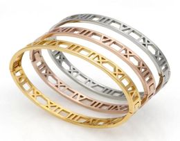 Fashion Silver Stainless Steel Shackle Roman Bracelet Jewelry Rose Gold Bangles Bracelets For Women Bracelet3058198