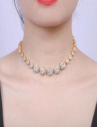 Chokers Arrival Stunning Round Cut Icy Cubic Zirconia CZ Crystal Tennis Choker Or Collar Necklace Shiny Party Hiphop Jewelry17825836