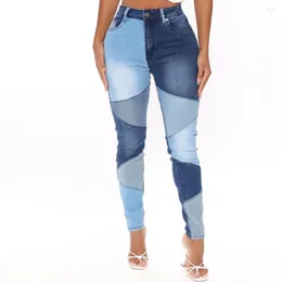 Women's Jeans Women Trousers Bottoms Tight 2 Colours Patchwork Slim All Match