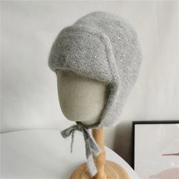 Women Hat Winter Angora Knit Earflap Warm Autumn Outdoor Skiing Accessory For Teenagers 231225