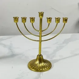 Candle Holders Hanukkah Menorah 7 Branch Jewish Holder Detachable Metal Candlestick Vintage Desktop Candelabra Decoration