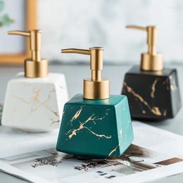 Liquid Soap Dispenser European Style Ceramic Lotion Bottle Home Bathroom Shampoo Pump Gold Marble Hand Sanitizer Accessories