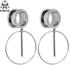 KUBOOZ Ear Piercing Gauges Stainless Steel Dangle Plugs Tunnels Body Jewelry Expander Stretcher Fashion Earrings Jewelry 2PCS7033645