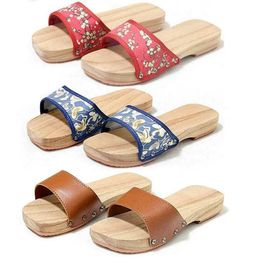 Flops Womens Clogs Japanese Wooden Floral Slippers Flat Shoes Cosplay Creepers Japanese Harajuku Clogs Mixed Colors