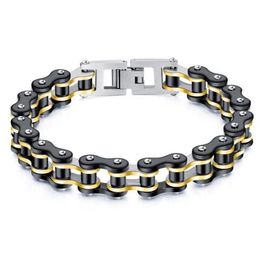 crossborder supply of three colors optional personalized motorcycle chain rock style bicycle chain stainless steel bracelet wholes244r
