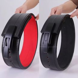 Lever Buckle Belt Powerlifting Fitness Strong Pull Squat Training Leather Waist Support Bodybuilding Lifting Gym Weightlifting 231226